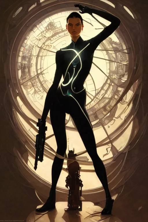 Image similar to using special powers, aeon flux, dynamic pose, intricate, futuristic, fantasy, by stanley artgerm lau, greg rutkowski, alphonse mucha,, thierry mugler, norman rockwell, 3 d,