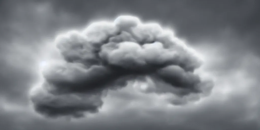 Image similar to side of an angry face in a realistic standalone cloud on black background