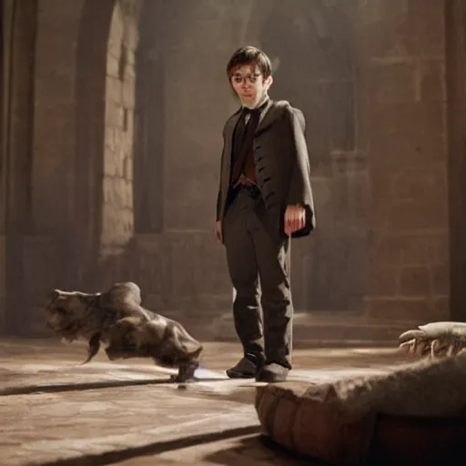 Prompt: film still of Elijah Wood playing Harry Potter, 4k