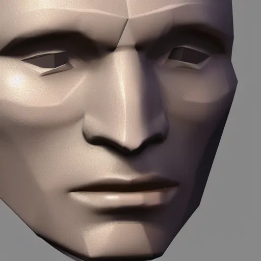 Prompt: low poly count close up of face 3 / 4 pose