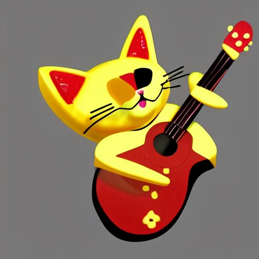 Prompt: A cartoon cat with a body made of cheese playing guitar; extremely detailed; trending on artstation