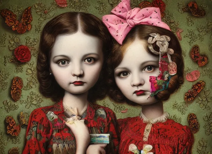 Image similar to folk art, lowbrow, matte painting, 3 - d highly detailed, in the style of mark ryden,