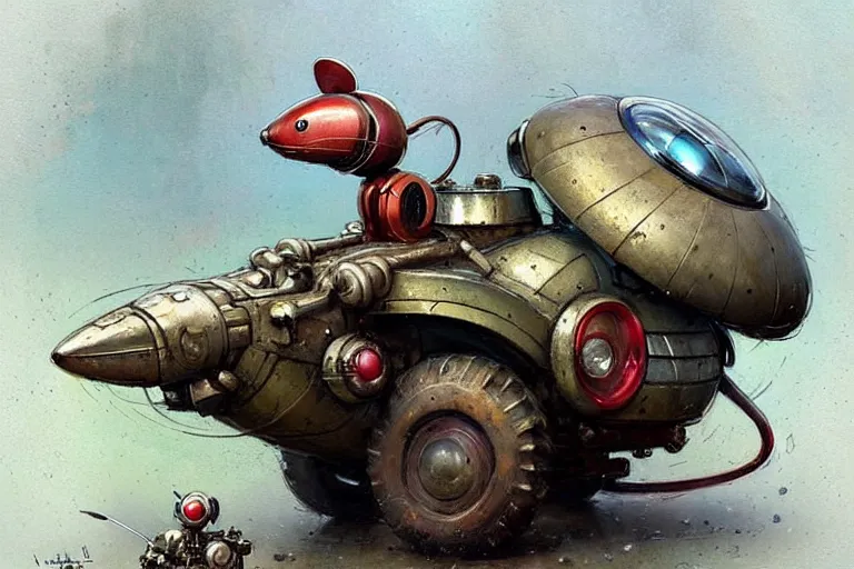 Image similar to adventurer ( ( ( ( ( 1 9 5 0 s retro future robot mouse amphibious vehical home. muted colors. ) ) ) ) ) by jean baptiste monge!!!!!!!!!!!!!!!!!!!!!!!!! chrome red