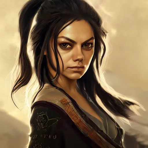 Image similar to Mila Kunis as a demon slayer, digital art, highly detailed, award winning, concept art, intricate, sharp focus, masterpiece, Trending on Artstation HQ, unreal engine 5, 4K UHD image