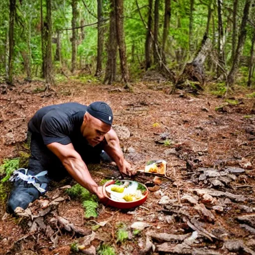 Image similar to the rock eating meat off the forest floor