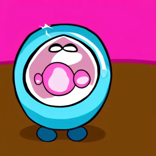 Prompt: cartoon pink bubble with a face