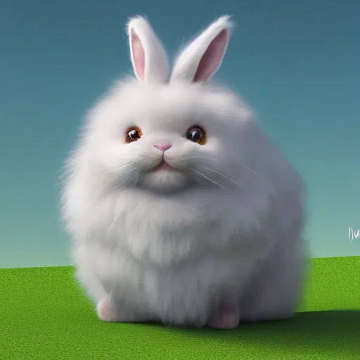 Prompt: cute colorful fluffy long haired fat kitten bunny hybrid creatures with detailed gradient fur, in the style of maurice sendak, detailed high quality realistic 3 d render unreal engine, 4 k