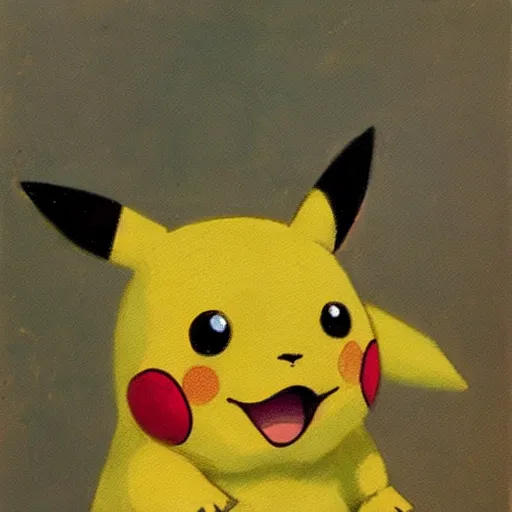 Image similar to a painting of Pikachu by adolph Menzel