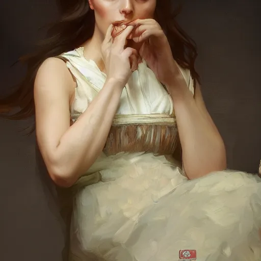 Prompt: a portrait painting of julia dietze in the oil painting unreal 5 daz. rpg portrait, extremely detailed artgerm greg rutkowski alphonse mucha vladimir volegov