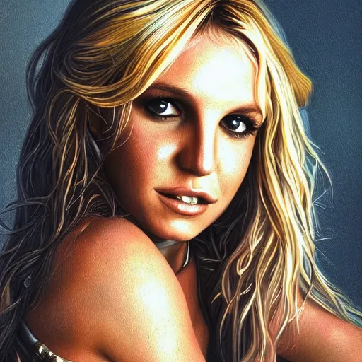 Image similar to portrait of britney spears, intricate, photoreal elegant, highly detailed, centered, grungy, digital painting, artstation, concept art, smooth, sharp focus,