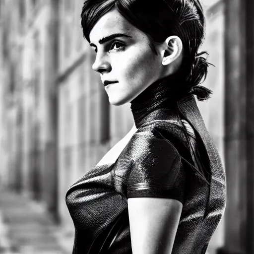 Prompt: Emma Watson as Catwoman, XF IQ4, 150MP, 50mm, f/1.4, ISO 200, 1/160s, natural light, Adobe Lightroom, photolab, Affinity Photo, PhotoDirector 365