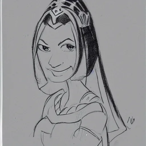 Image similar to milt kahl sketch of victoria justice as princess padme in star wars episode 3