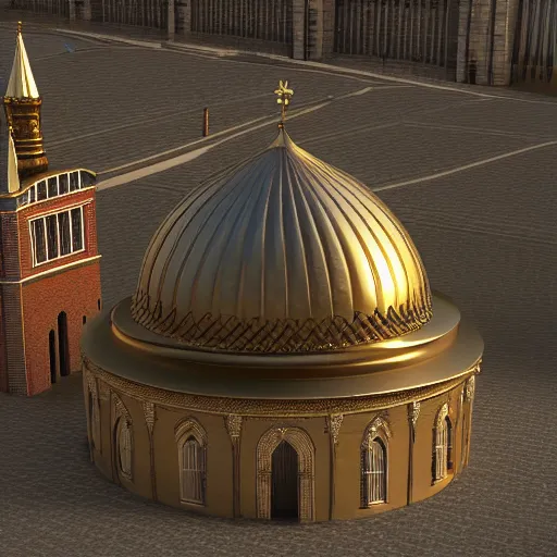 Image similar to bullet in the kremlin shape, dome form, digital art, 3 d high details render, unreal