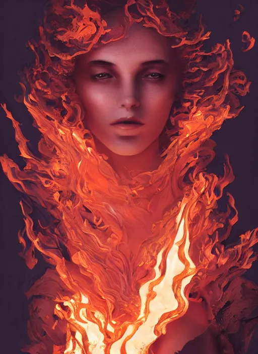 Image similar to sculpture made of flame, portrait, female, future, torch, fire, harper's bazaar, vogue, fashion magazine, intricate, concept art, close up, ornate, luxury, elite, elegant, trending on artstation, by ruan jia, by Kenneth Willardt, by ross tran, by WLOP, by Andrei Riabovitchev,