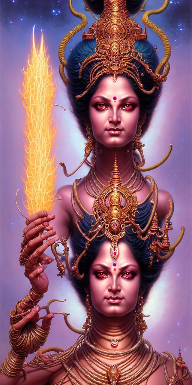 Image similar to beautiful hindu goddess fantasy character portrait, full figure, ultra realistic, intricate details, the fifth element artifacts, highly detailed by peter mohrbacher, hajime sorayama, wayne barlowe, boris vallejo, aaron horkey, gaston bussiere, craig mullins