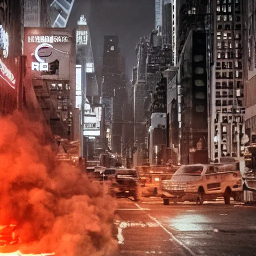 Prompt: death and destruction in New York city, movie still, moody, 4k