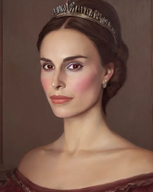 Image similar to a portrait of nathalie portman, playing the queen of england, beautiful painting by le nain