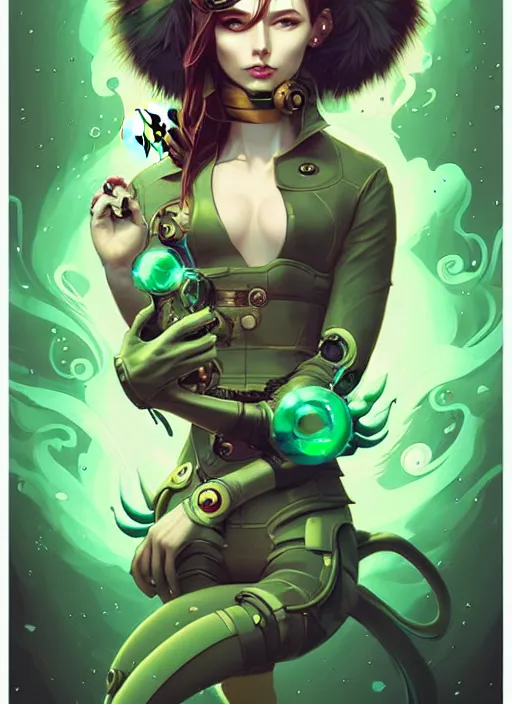 Image similar to style artgerm, joshua middleton, illustration, anthropomorphic hamster steampunk cyborg arms, green fur, swirling water cosmos, fantasy, dnd, cinematic lighting