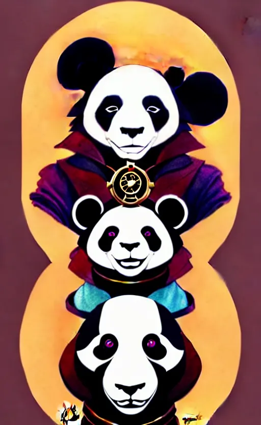 Image similar to don bluth, loish, artgerm, joshua middleton, steampunk, clockpunk anthropomorphic panda, full sailor suit, symmetrical eyes symmetrical face, colorful animation forest background