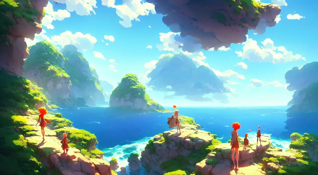 Image similar to beautiful summer island, in marble incrusted of legends heartstone official fanart behance hd by Jesper Ejsing, by RHADS, Makoto Shinkai and Lois van baarle, ilya kuvshinov, rossdraws global illumination