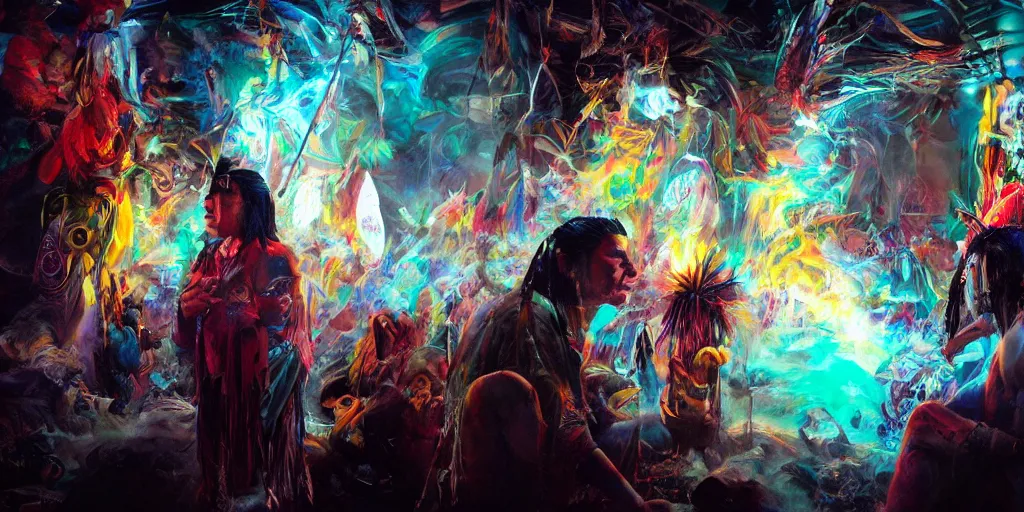 Image similar to of Native American shaman drumming by Liam Wong and Boris Vallejo