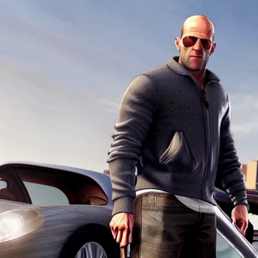 Prompt: film still of jason statham in grand theft auto ( 2 0 2 3 )