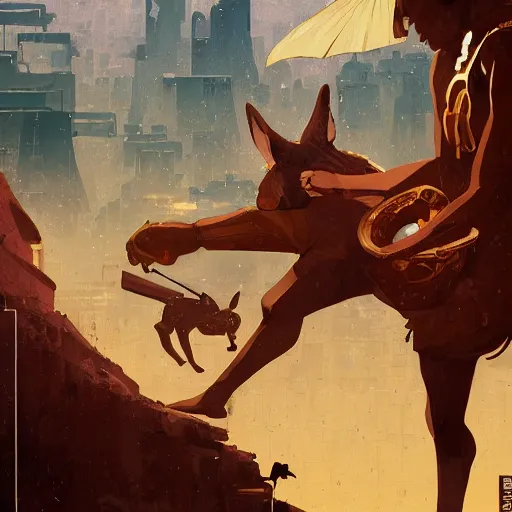 Image similar to anubis as a boxer by victo ngai and andreas rocha and greg rutkowski trending on artstation unreal engine 8 k hd wallpaperjpeg artifact blur