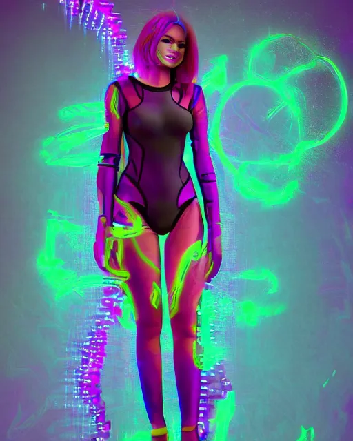 Prompt: a glitch art full body character portrait of female magic a. i. manifesting it self into reality trending on artstation deviantart pinterest detailed realistic hd 8 k high resolution