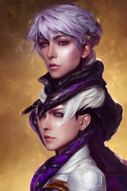 Image similar to A realistic anime portrait of a short white haired female rogue wearing an intricate medium armor, middle eastern, purple eyes, digital painting, by Stanley Artgerm Lau, Sakimichan, WLOP and Rossdraws, digtial painting, trending on ArtStation, SFW version