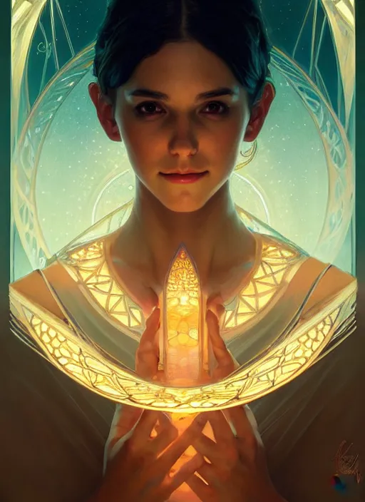 Image similar to symmetry!! water, glowing lights!! intricate elegant, highly detailed, digital painting, artstation, concept art, smooth, sharp focus, illustration, art by artgerm and greg rutkowski and alphonse mucha