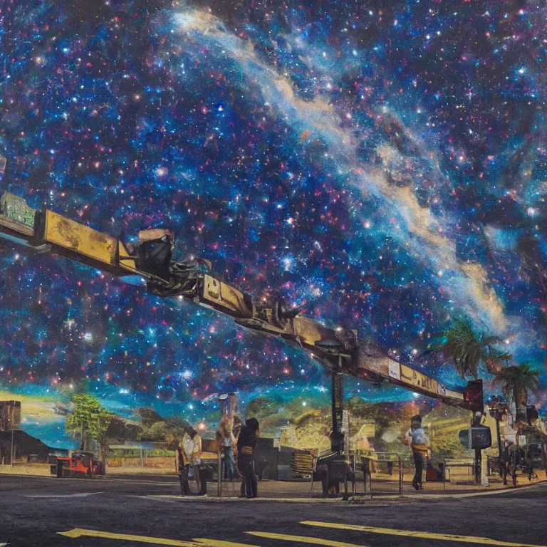 Image similar to Street-art painting of the Milky Way, photorealism