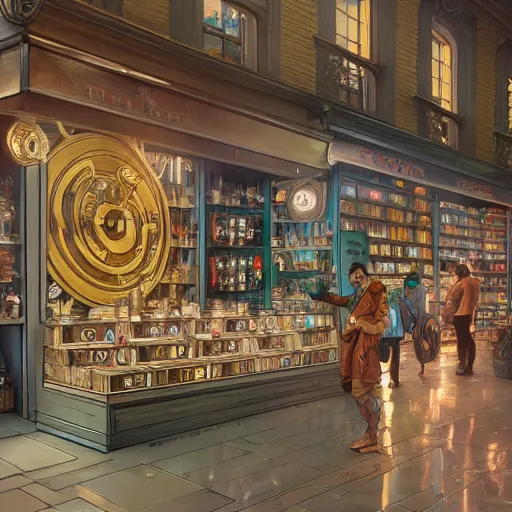 Prompt: modern coin shop with a lot of coins, 4 k, octane, digital painting, artstation, concept art, sharp focus, illustration, art by artgerm and greg rutkowski and alphonse mucha