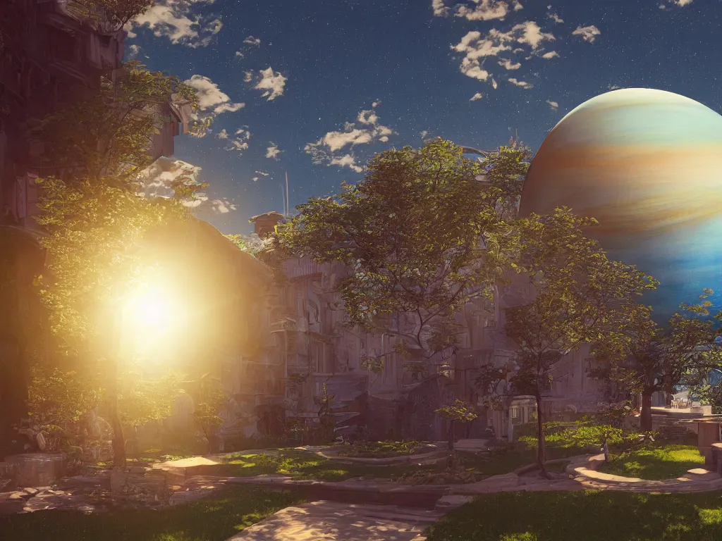 Image similar to 3 d render, sunlight study, the universe is a spheroid region 7 0 5 meters in diameter, art nouveau, by john william waterhouse and ( ( ( ( ( lisa frank ) ) ) ) ), 8 k, sharp focus, octane render