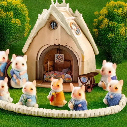 Image similar to lord of the rings calico critters in the shire