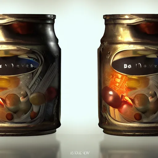 Prompt: Beautiful jars with metaverses inside. God breaks one of the cans. Super detail, 4k, wow, artstation trending.