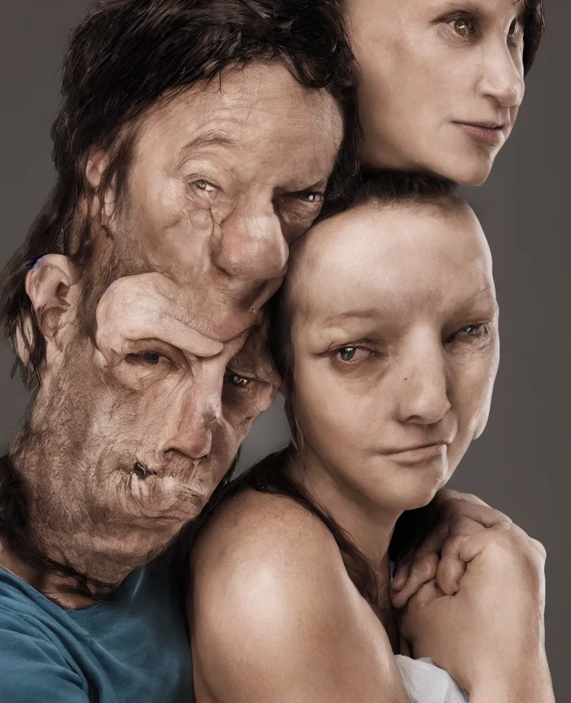 Image similar to photo of an ugly couple, realistic, 8 k