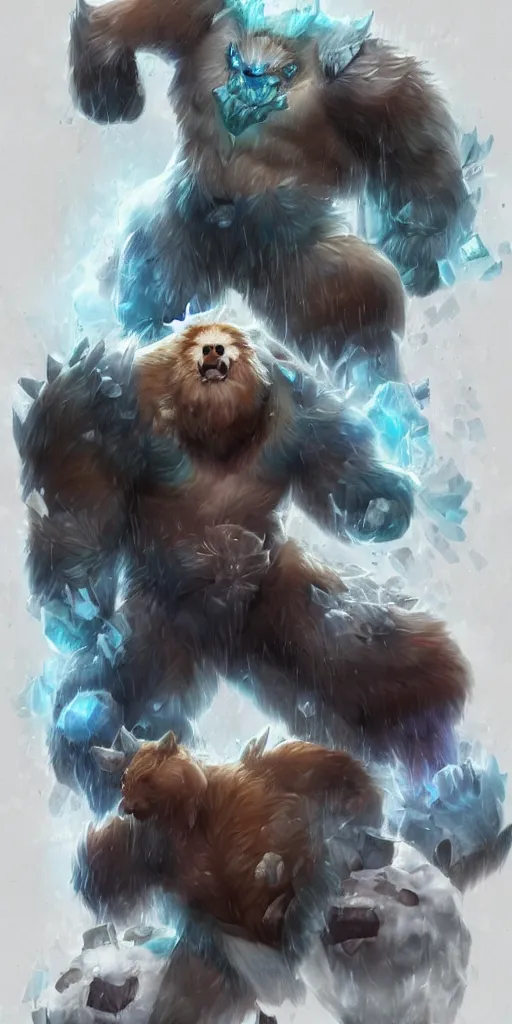 Prompt: volibear the white muscular wild bear with storm on frejlord from league of legends trending on artstation bloom