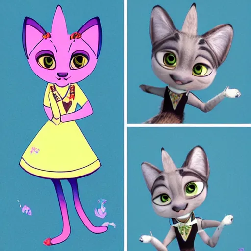 Image similar to princes jasmin, anthropomorphic cat, in the style of zootopia