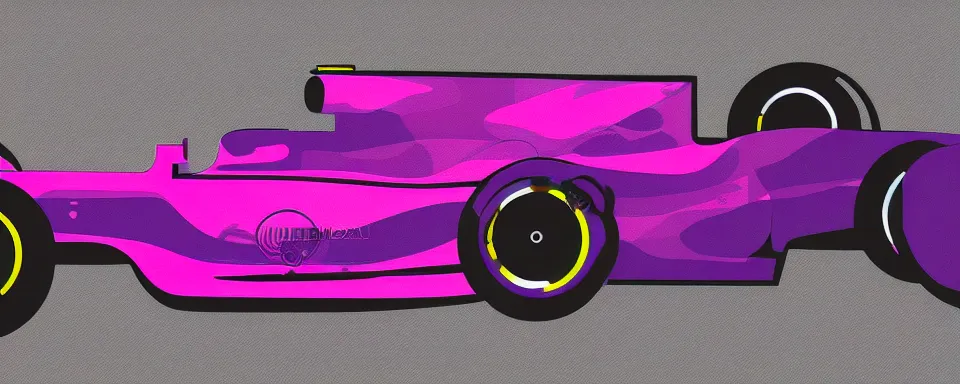 Image similar to abstract illustration of a formula one car, purple and pink