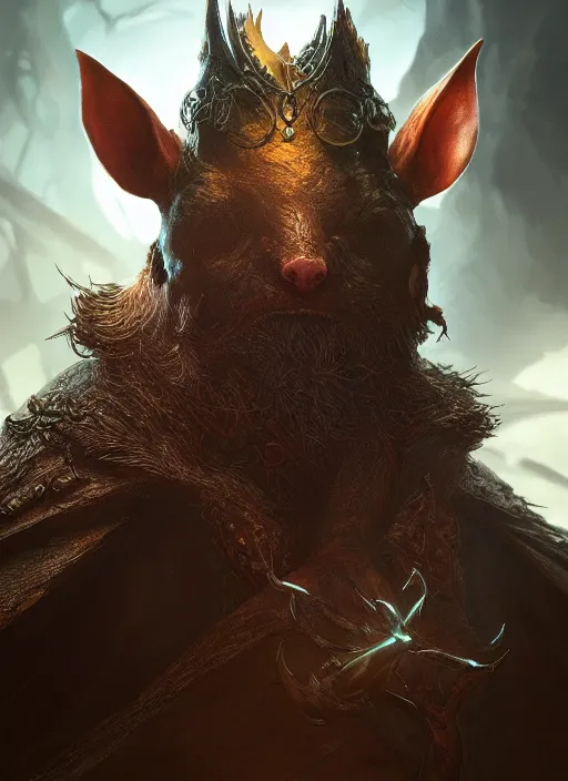 Image similar to rat, ultra detailed fantasy, elden ring, realistic, dnd character portrait, full body, dnd, rpg, lotr game design fanart by concept art, behance hd, artstation, deviantart, global illumination radiating a glowing aura global illumination ray tracing hdr render in unreal engine 5