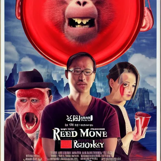 Prompt: red monkey, movie poster