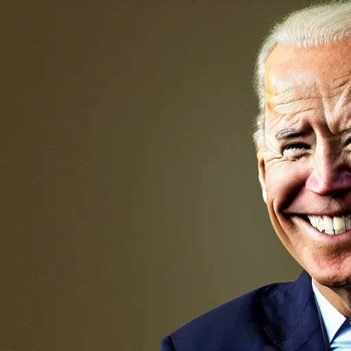 Image similar to Joe Biden smiling with a light bulb above his head, realistic, 8k resolution, HD Quality