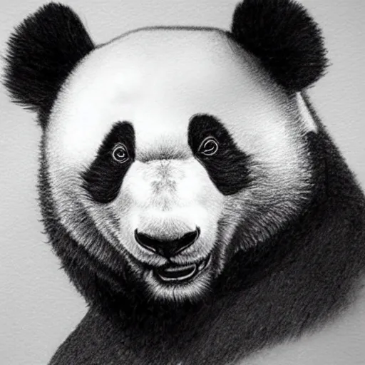 Image similar to muscular panda, highly detailed, pencil sketch