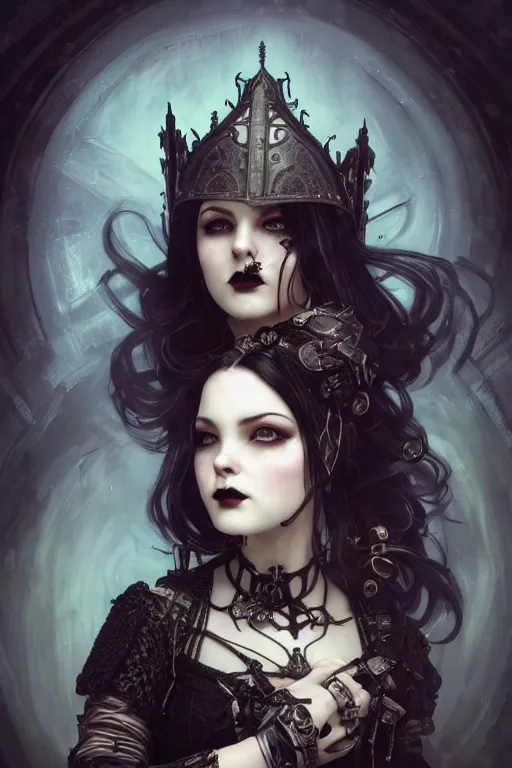 Prompt: beautiful gothic and victorian and evil and dieselpunk medieval female armor portrait like lisa blackpink+smoky eyes+front face with light flowing hair, ultradetail face, ruined gothic cathedral, art and illustration by tian zi and craig mullins and WLOP and alphonse mucha, ssci-fi, fantasy, neon lights reflect, intricate complexity, human structure, fantasy character concept, watermark, blurry, hyperrealism 8k