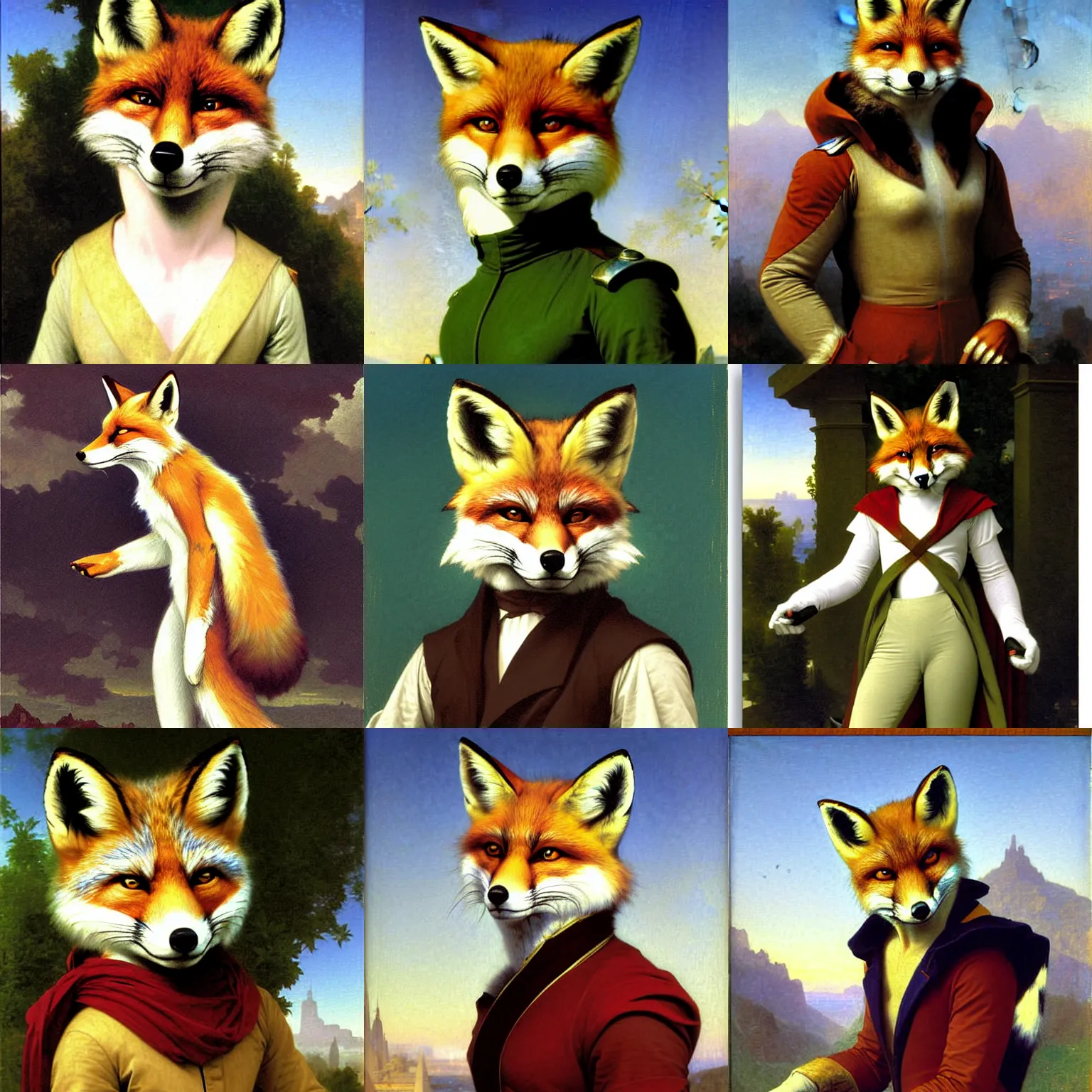 Prompt: fox mccloud from star fox, by william - adolph bouguereau, furry fox mccloud, victorian era masterwork painting