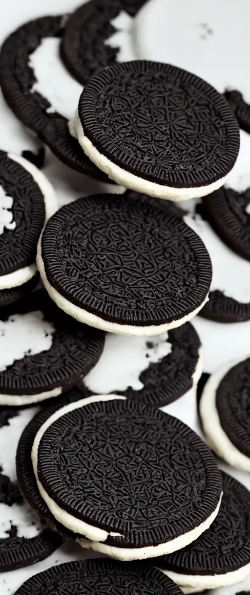 Image similar to octane render of an oreo, three point lighting, white backround, realistic