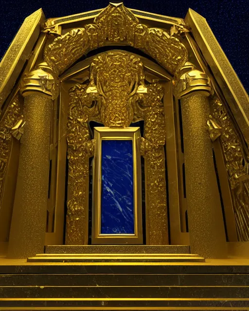 scientifically realistic render scifi golden altar to, Stable Diffusion