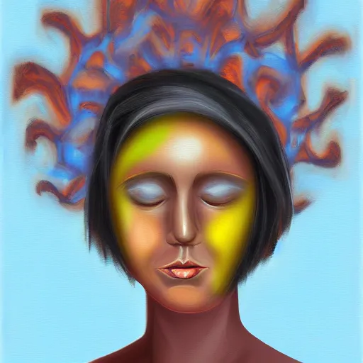 Image similar to soul transfer oil painting, digital art