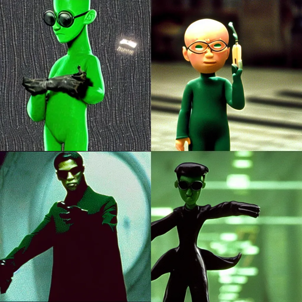 Prompt: Gumby as Neo in the Matrix, 1999