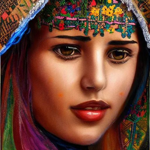 Image similar to Kurdish interpreter, award winning painting, incredibly detailed, extremely detailed, trending on artstation, hyperealistic, 8k hd